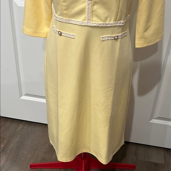 NWT Hobemty Pale Yellow 3/4 Sleeve Women’s Dress Country Club Easter Size Medium - Picture 3 of 8